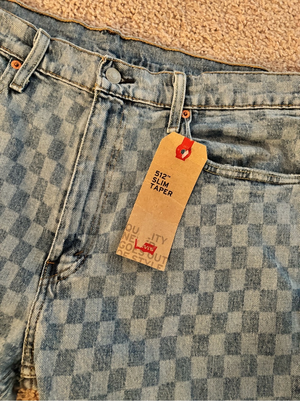 Levi's Slim Taper Checkerboard Light Blue Jeans